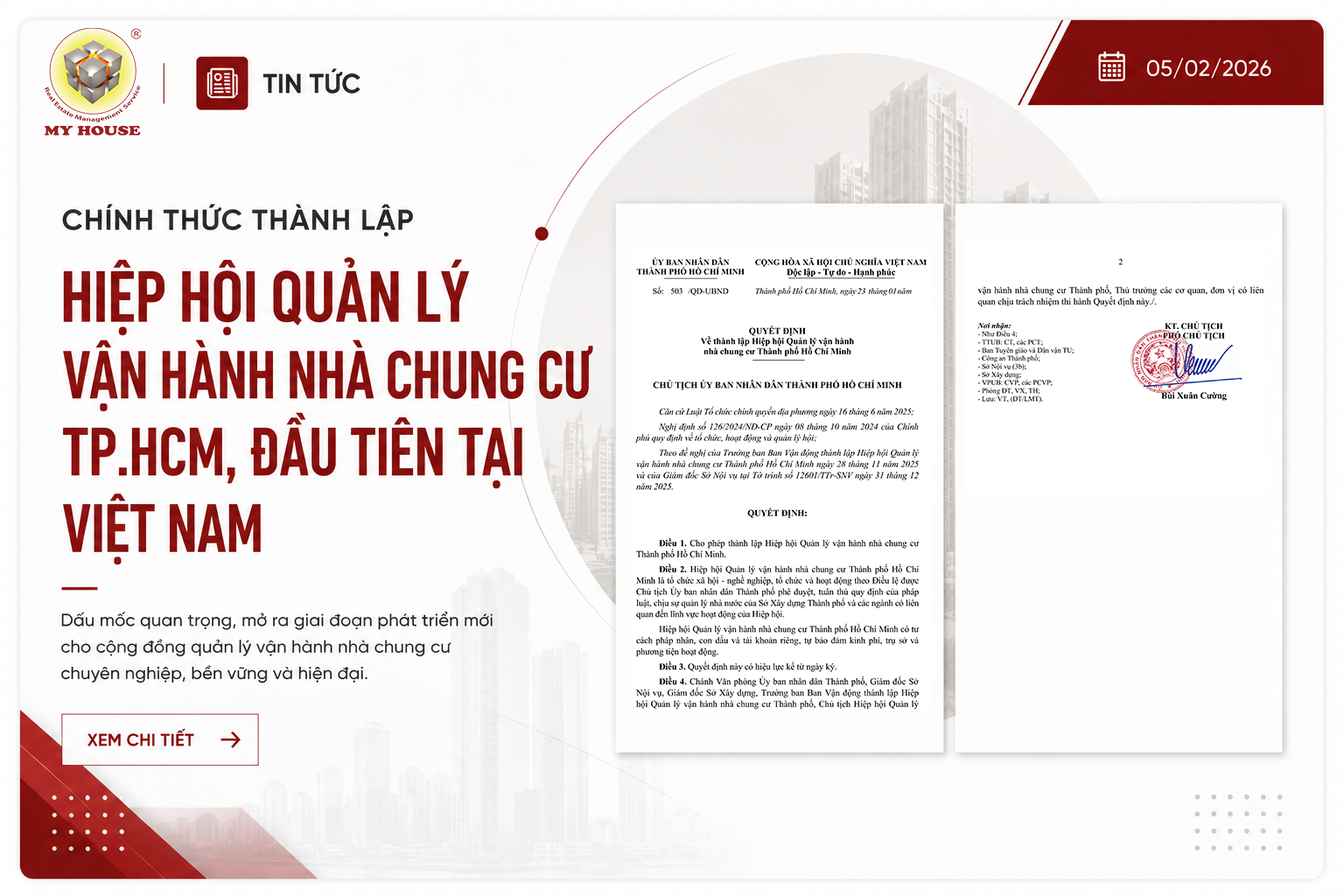 CHÍNH THỨC THÀNH LẬP HIỆP HỘI QUẢN LÝ VẬN HÀNH NHÀ CHUNG CƯ TP.HCM, ĐẦU TIÊN TẠI VIỆT NAM
