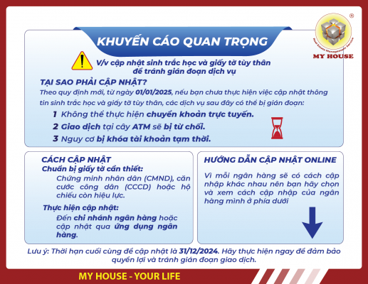 CẢNH BÁO NGUY CƠ KHOÁ TÀI KHOẢN NẾU KHÔNG CẬP NHẬT SINH TRẮC HỌC TRƯỚC 31/12!
