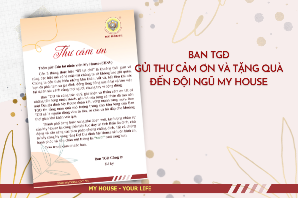 BAN TGĐ GỬI THƯ CẢM ƠN VÀ TẶNG QUÀ ĐẾN ĐỘI NGŨ MY HOUSE