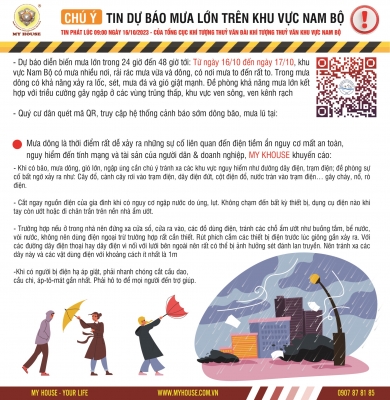 MY HOUSE – TIN CẢNH BÁO MƯA DÔNG, SÉT TRÊN KHU VỰC TP HCM (Tin phát lúc 10h30 16/10/2023)