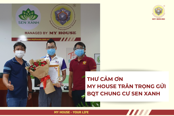 THƯ CẢM ƠN MY HOUSE TRÂN TRỌNG GỬI ĐẾN BQT CHUNG CƯ SEN XANH