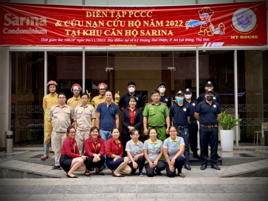BAN QUẢN LÝ KHU CĂN HỘ CAO CẤP SARINA TỔ CHỨC TẬP HUẤN VÀ DIỄN TẬP PCCC 2022