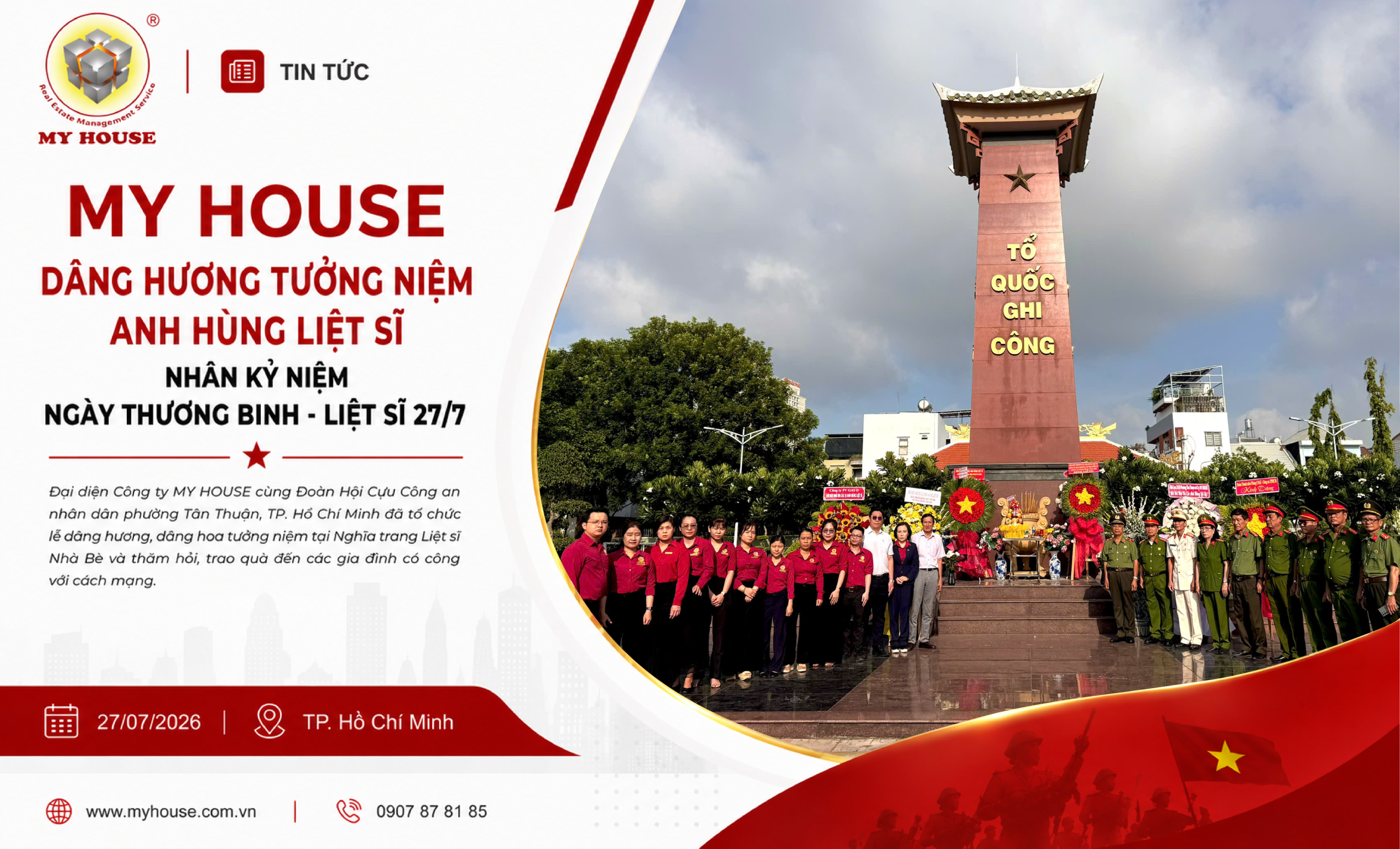 MY HOUSE DÂNG HƯƠNG TƯỞNG NIỆM ANH HÙNG LIỆT SĨ NHÂN KỶ NIỆM NGÀY THƯƠNG BINH LIỆT SĨ 27/7