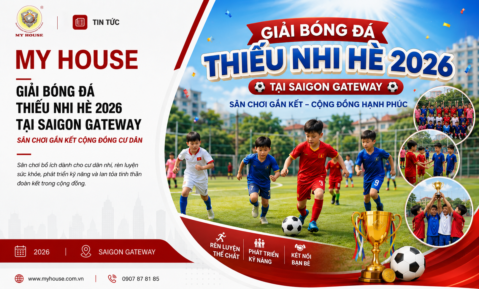Giải Bóng đá Thiếu nhi Hè 2026 tại Saigon Gateway: Sân chơi gắn kết cộng đồng cư dân