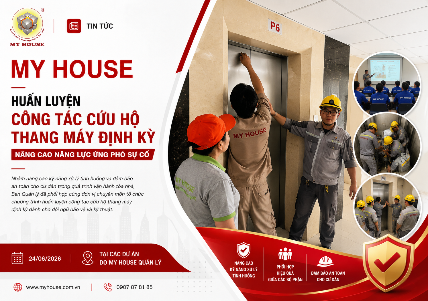 Huấn luyện công tác cứu hộ thang máy định kỳ – Nâng cao năng lực ứng phó sự cố